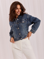 Dark blue denim jacket with decorative studs.