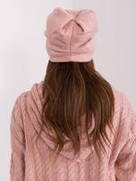 Hurt Brudnoróżowa czapka dzianinowa z kaszmirem