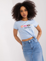 Hurt Jasnoniebieski t-shirt z napisem BASIC FEEL GOOD