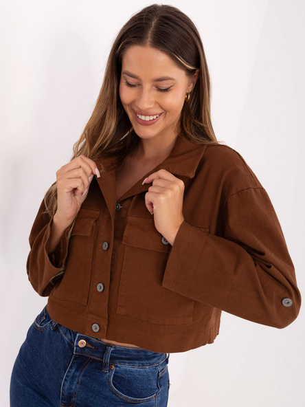 Jasnobrązowa jenasowa kurtka z kołnierzykiem RUE PARIS