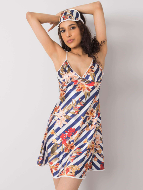 Biało-granatowa damska koszula nocna