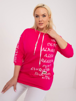 Didmeninė fuksijinė kasdienė plus size medvilninė palaidinė.