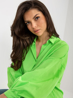 Hurt Hellgrüne Oversize-Bluse mit Puffärmeln.