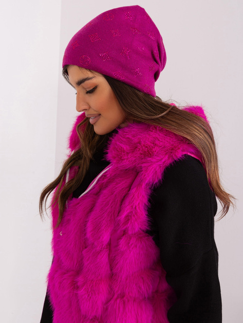 Hurtownia Fuksjowa czapka damska zimowa
