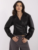 Czarna króka kurtka ramoneska z ekoskóry 