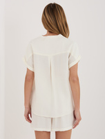 Biała letnia bluzka z krótkim rękawem SUBLEVEL