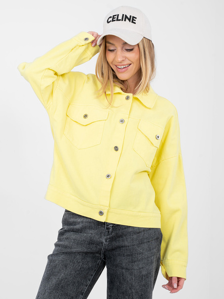 Żółta jeansowa kurtka z zapięciem na guziki RUE PARIS