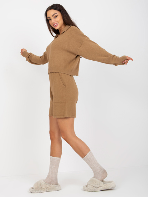 Hurt Camelowy dwuczęściowy komplet casualowy z dzianiny