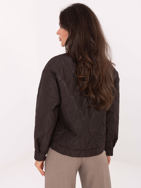 Czekoladowa pikowana kurtka z kieszeniami RUE PARIS