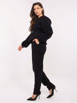 Czarny komplet alpaka z bluzą z kapturem