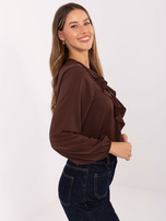 Ciemnobrązowa bluzka z bufiastym rękawem RUE PARIS 