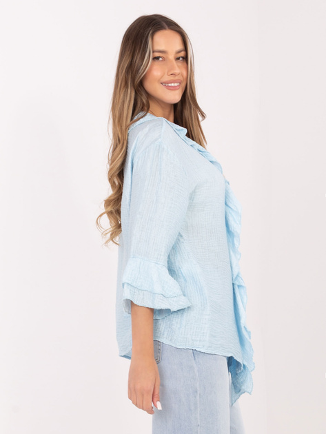 Jasnoniebieska damska koszula z marszczonego materiału