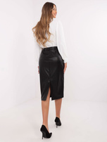 Hurt Czarna midi spódnica z ekoskóry z kieszeniami