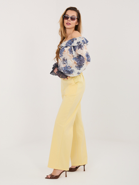 Jasnożółte garniturowe spodnie z wysokim stanem RUE PARIS