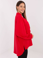 Czerwona wizytowa bluzka z żabotem