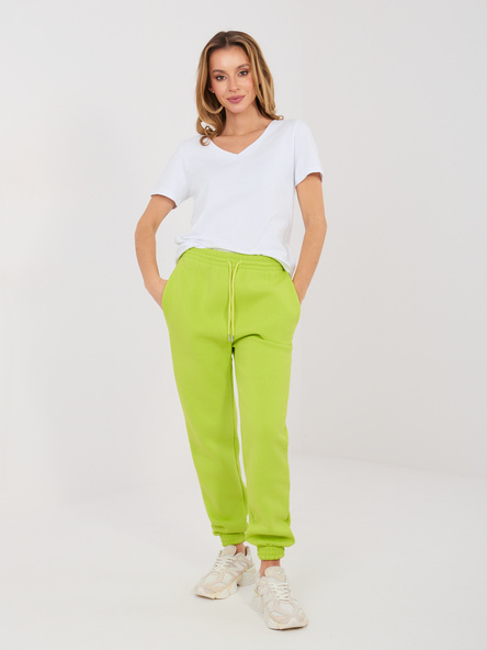 Limonkowe dresowe spodnie basic z ociepleniem