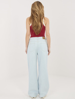 Jasnoniebieskie szerokie jeansy z wiązaniem SUBLEVEL 