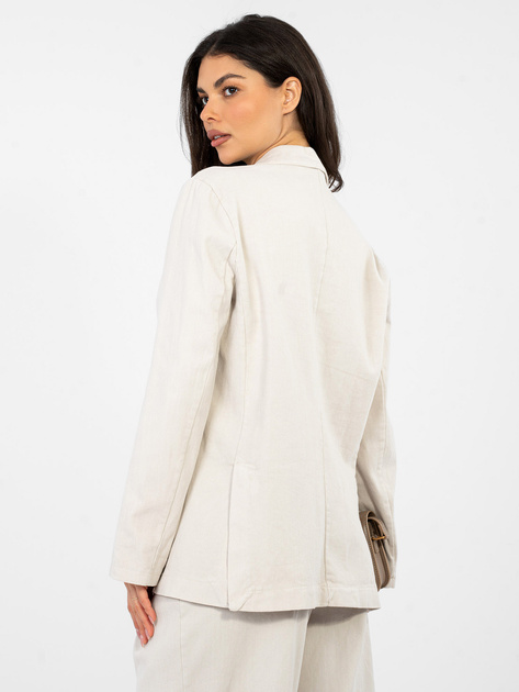 Jasnobeżowa jeansowa marynarka z zapięciem na guzik RUE PARIS