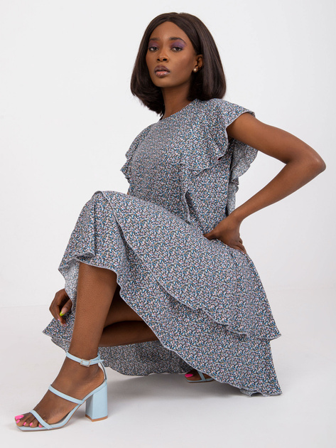 Hurt Niebieska letnia sukienka z falbanami RUE PARIS