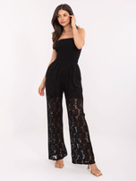 Czarny koronkowy kombinezon ze spodniami