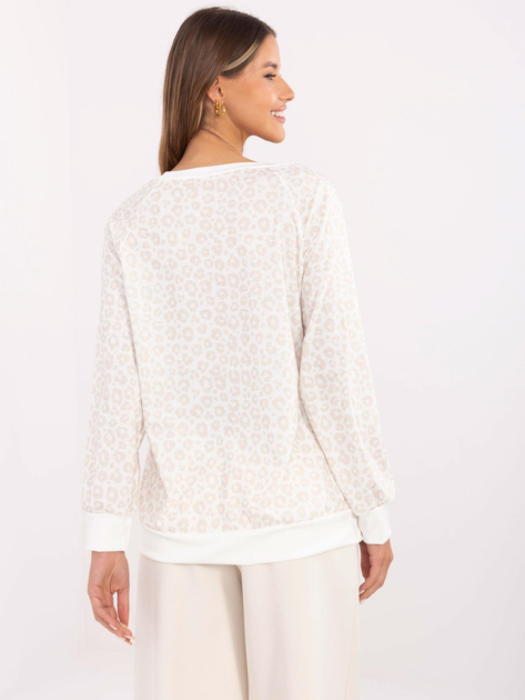 Hurtownia Beżowo-biała damska bluzka oversize w cętki