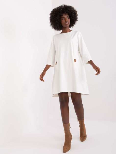 Hurt Ecru luźna sukienka na co dzień z bawełny Dalenne