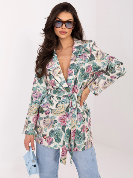 Zielona garniturowa marynarka w kwiaty