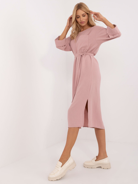 Hurt Brudnoróżowa prosta sukienka casualowa z kieszenią