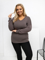 Brązowa bluzka plus size z długim rękawem