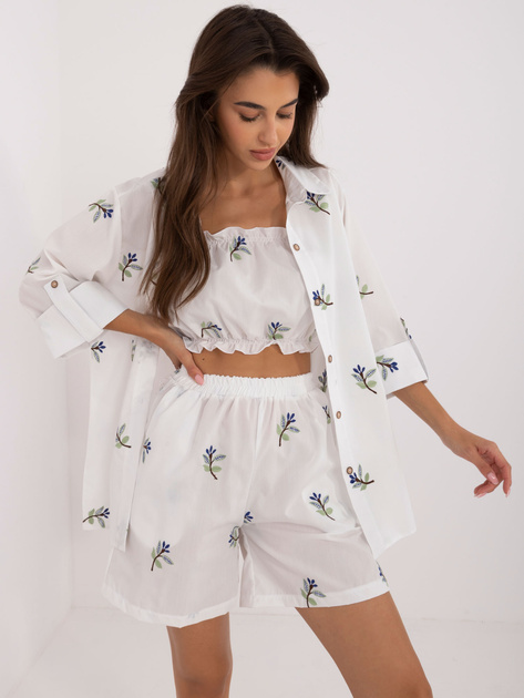 Hurtownia Biały trzyczęściowy komplet letni z koszulą