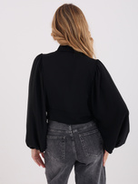 Czarna krótka koszula z wiązaniem