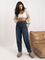 Ciemnoniebieskie jeansy baloon z wysokim stanem