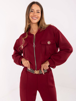 Bordowy komplet z ozdobną gumką na spodiach