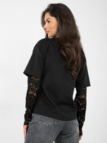 Czarna bluzka z koronkowymi rękawami