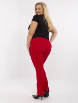 Czerwone długie bawełniane spodnie plus size