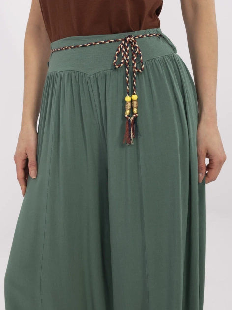 Hurt Ciemnozielone szerokie spodnie z wiskozy Surie OCH BELLA