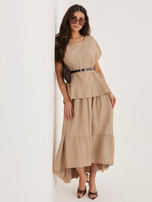 Camelowa damska bluzka oversize do kompletu