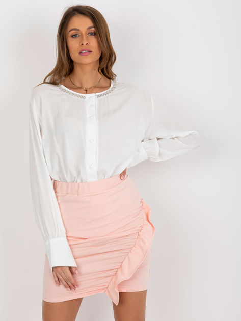 Hurt Ecru luźna bluzka wizytowa z zapięciem na guziki