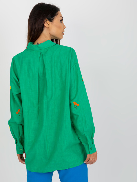 Hurt Zielona rozpinana koszula oversize z haftem