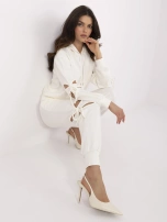 Ecru damski komplet z dodatkiem wiskozy 