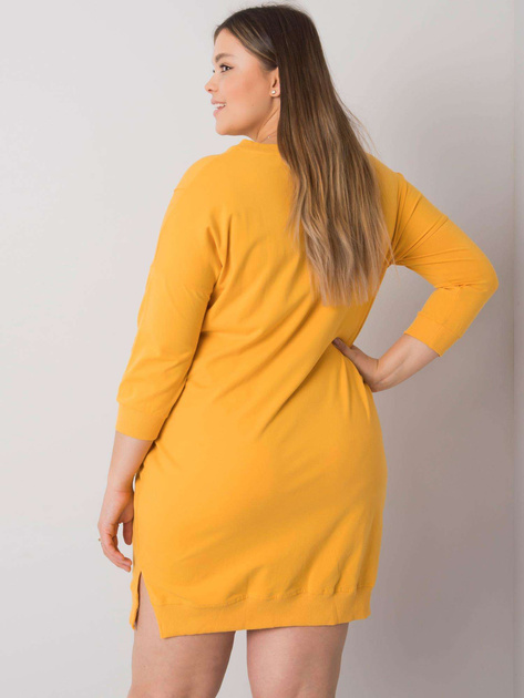 Żółta sukienka plus size z kieszeniami Susan