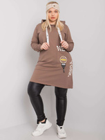 Brązowa tunika plus size z kapturem Ashford