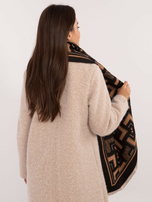 Hurtownia Czarno-camelowy szal z domieszką wełny