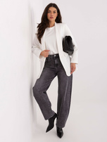 Ecru elegancka marynarka z marszczonym rękawem 