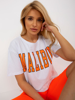 Hurt Biało-fluo pomarańczowy komplet letni z t-shirtem z napisem