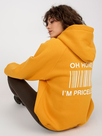 Hurt Ciemnożółta dresowa bluza z nadrukiem na plecach