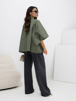 Khaki dwurzędowy płaszcz z podszewką RUE PARIS 