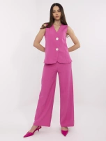 Fuksjowy elegancki komplet z ozdobnymi guzikami