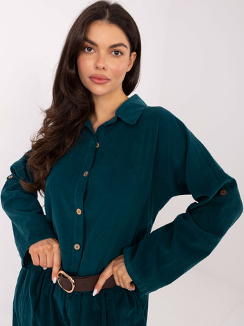 Morska sztruksowa koszula z kołnierzykiem