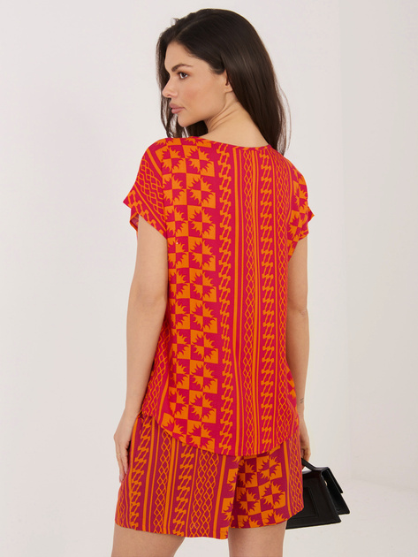 Pomarańczowa letnia bluzka we wzory SUBLEVEL